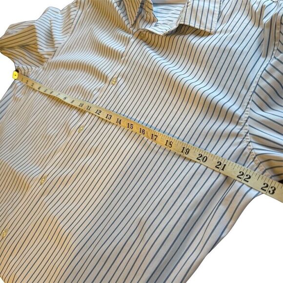 Zara Men’s Slim Fit Striped Long Sleeve Button-Up Shirt Blue Size XL - Picture 7 of 11